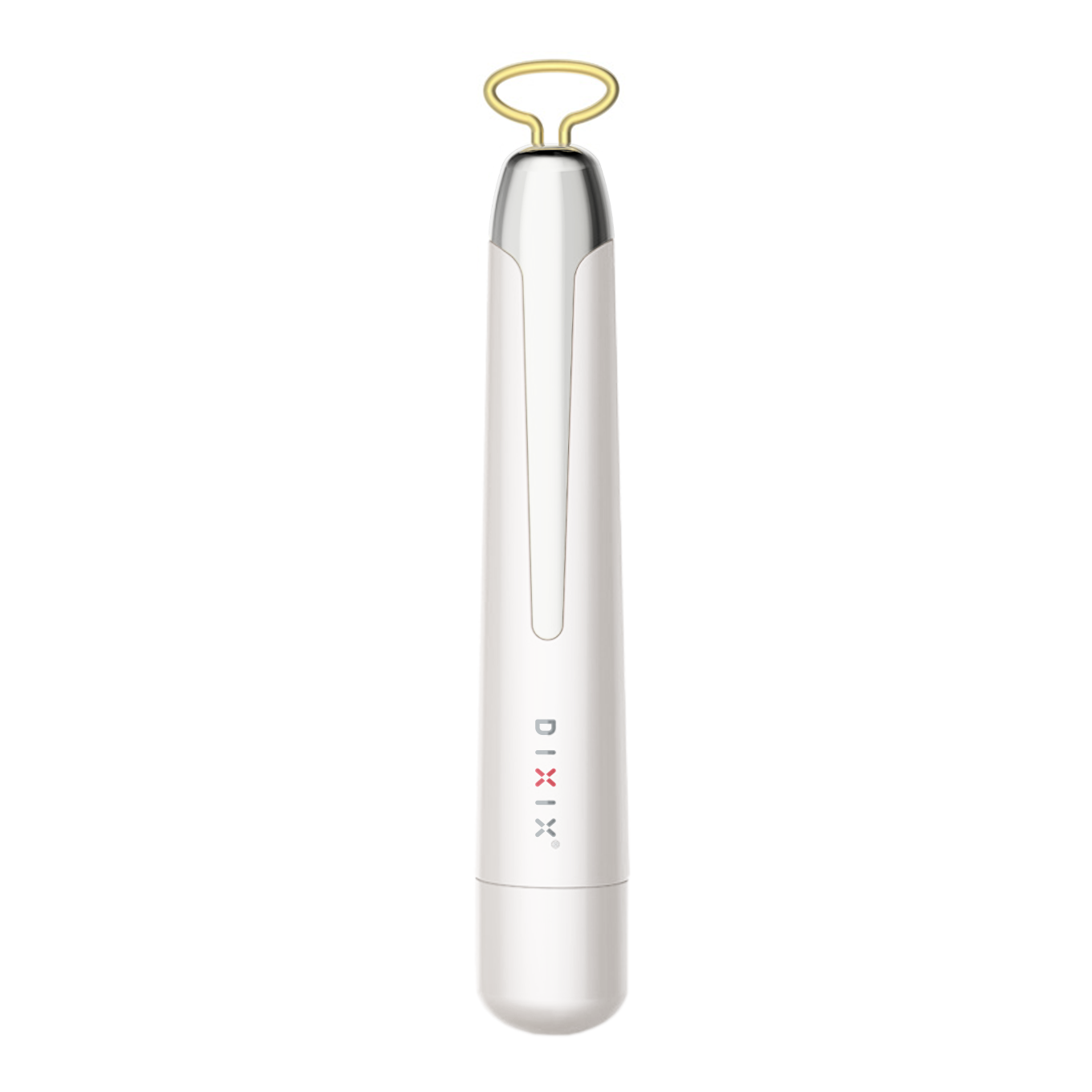 Silver beauty tool with gold end on a white background, featuring the DIXIX brand.
